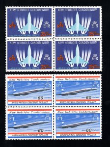 New Hebrides Stamps # 130-1 MNH XF Blocks Of 4 Scott Value $40.00