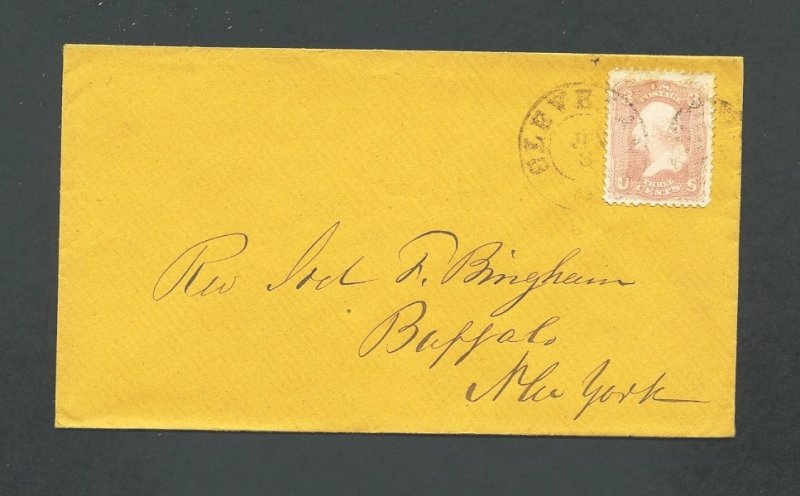 # 65 deep pinkish rose on cover Cleveland, OH to Buffalo, NY - 6-3-1860's