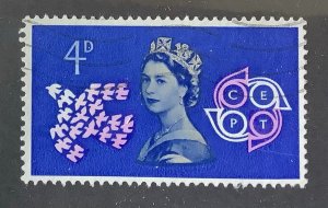 Great Britain 1961 Scott 383 used -  4p,  Queen Elizabeth & CEPT