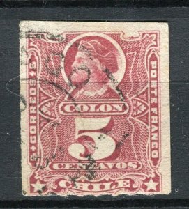 CHILE; 1877-78 classic Columbus rouletted issue used shade of 5c. value