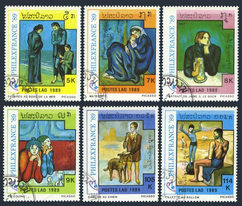 Laos 933-938,CTO.Michel 1162-1167. PHILEXFRANCE-1989.Paintings by Picasso.
