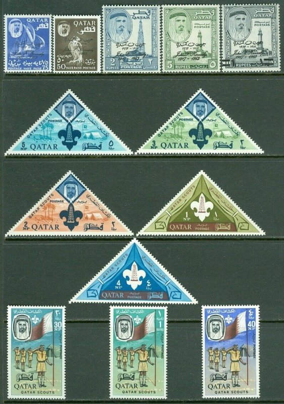 EDW1949SELL : QATAR 1964-65 Scott #42-46, 53-60 Complete sets. VF MOG. Cat $92.