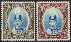 KEDAH 1937 SULTAN 10C AND 25C