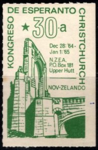 1965 New Zealand Poster Stamp 30th Congress New Zealand Esperanto Association