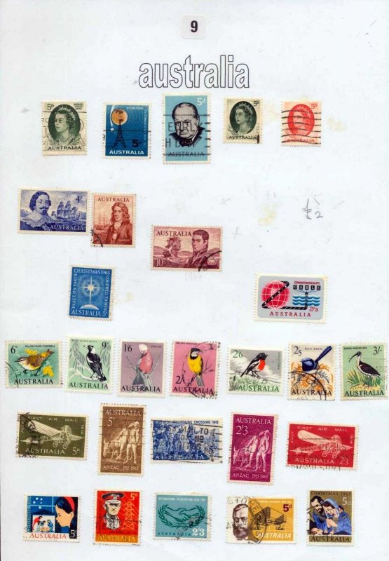 Australia QE MH Used To $10 Collection on Pages (Apx 200+Items)RAZ673