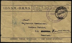 SWAZILAND 1948 OHMS cover Education Dept to Mankaiana......................23626