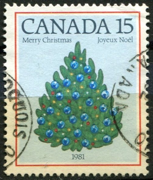 Canada Sc#902 Used, 15c lt bl & multi, Christmas (1981) (1981)