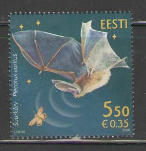 Estonia Sc 589 2008 Bat stamp mint NH