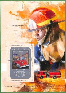 A0603 -  GUINEE Guinea -  ERROR   MISSPERF SHEET - TRANSPORT  2014 Firefighters