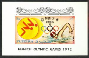 FUJEIRA 1972 MUNICH OLYMPICS SWIMMING WINNERS Souvenir Sheet Mi BLK170B MNH