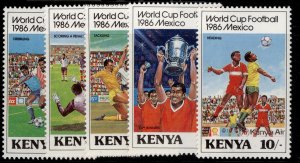 KENYA QEII SG379-383, 1986 mexico 86 world cup set, NH MINT. Cat £13.