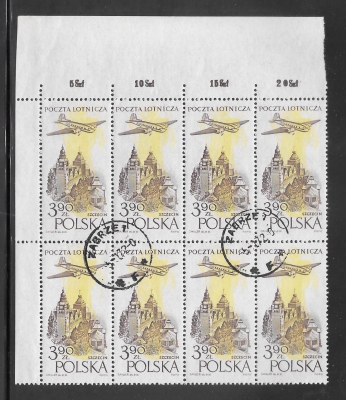 Poland #C44 Used Plate Block of 8 (16071)