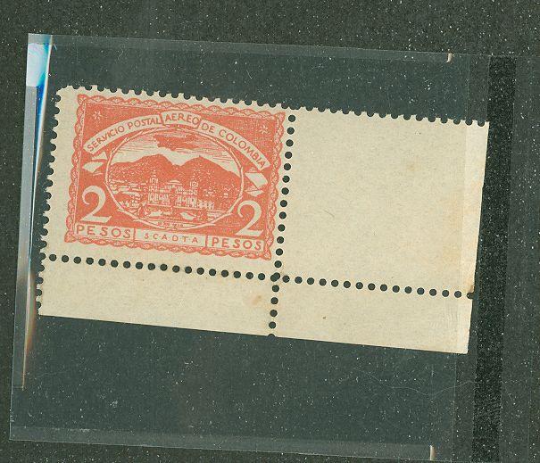 Colombia 1921 Scott C33 Plane over Bogota Cathedral MNH