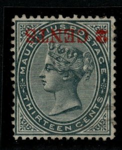 MAURITIUS SG117a 1887 2c on 13c SLATE SURCH INVERTED FINE USED