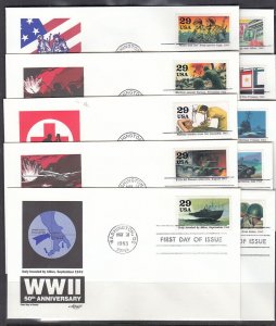 USA Scott 2765a-j Artmaster FDC - WWII, 1943 50th Anniv.