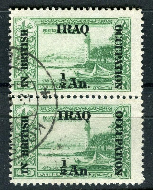 IRAQ; 1918 BRITISH OCCUPATION issue fine used 1/2a. pair + good POSTMARK