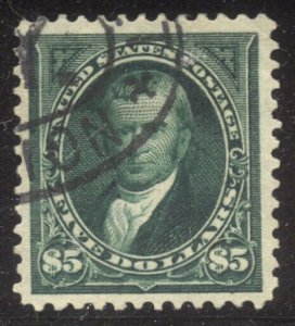 U.S. #278 CHOICE Used VF/XF w/ Cert - 1895 $5.00 Marshall