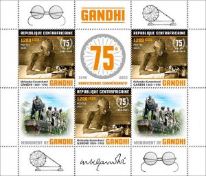 C A R - 2023 - Mahatma Gandhi - Perf 3v Sheet - Mint Never Hinged