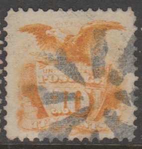 U.S. Scott #116 Eagle & Shield Stamp - Used Single - Fancy Cancel