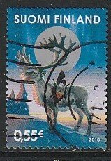 2010 Finland - Sc 1363b - used VF - 1 single - Reindeer and Moon