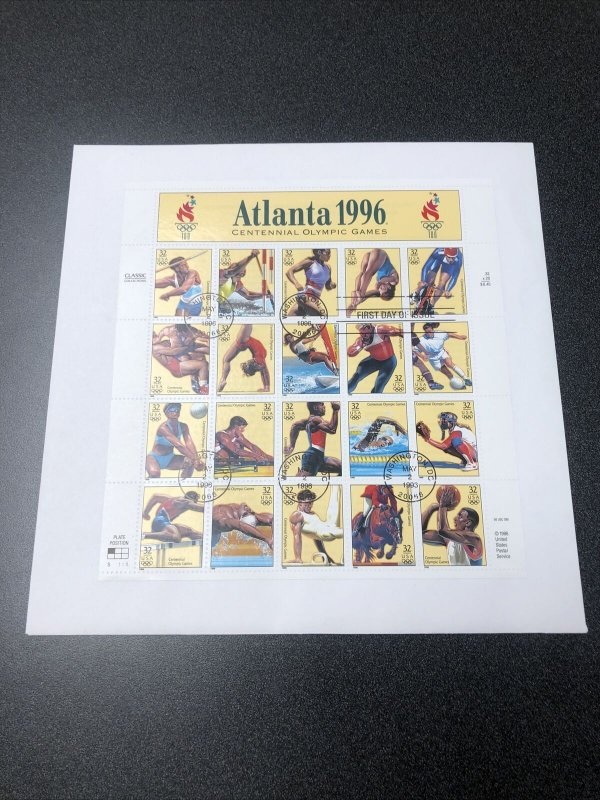 US FDC 3068 Atlanta '96 Summer Olympic Souvenir Sheet 1996 First Day Of Issued