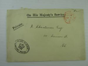 Great Britain 1910 local cover Cannon St CDS On His Majesty's Service F-VF