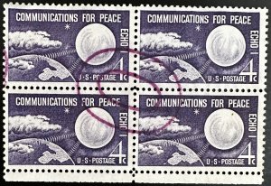 US #1173 Used F/VF Block of 4 w/Purple Cancel - 4c Comms for Peace 1960 [BB269]