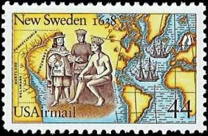 U.S. Scott # C117  1988 44c multi Litho& New Sweden ; TAGGED mint-nh- vf