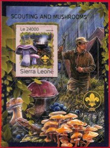 A4653 - SAW LION - MISPERF ERROR, souvenir sheet: Boy Scouts, mushrooms 2016-