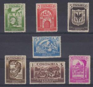 COLOMBIA 1938 BOGOTA CENTENARY Sc 457-463 Yvert 313-319 FULL SET MLH VF €80.00 