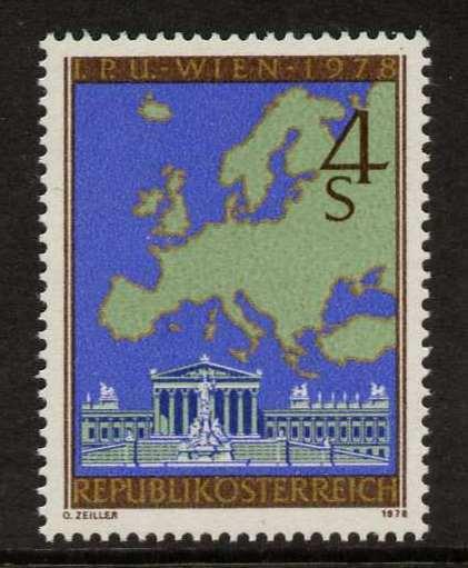 Austria 1080 MNH Map, Parliament, European Cooperation & Security