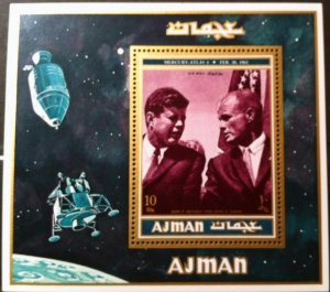 Ajman Kennedy and John Glenn Souvenir Sheet (1961) MNH