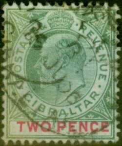 Gibraltar 1905 2d Grey-Green & Carmine SG58 Good Used