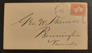 Vintage 1800s Letter Cover Rutland to Bennington Vermont