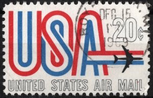 SC#C75 20¢ USA & Jet Single (1968) Used