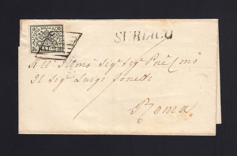 ITALIAN STATES: ROMAN STATES: Scott #3 on 1865 Cover