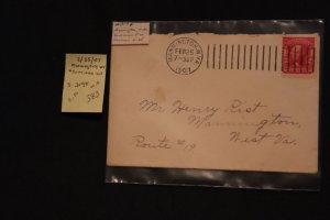 Scott US 319F on cover Mannington WV (#383)
