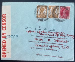 1942 Coonoor Burma Censored cover To Washington DC USA