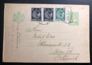 1931 Cernanti Romania Stationery postcard Uprated Cover To Vienna Austria