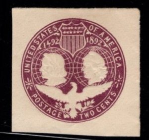 #U349 Columbus & Liberty  Cut Square - Mint