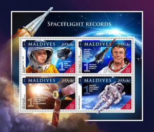 MALDIVES 2016 SHEET SPACEFLIGHT RECORDS SPACE GAGARIN ASTRONAUTS mld161104a