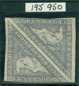 SG 7c Cape of good hope 1855-63. 6d slate purple/blued paper pair. Mounted...