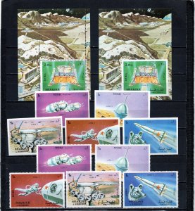 SHARJAH 1972 SPACE /LUNA IX 2 SETS OF 5 STAMPS & 2 S/S PERF. & IMPERF. MNH