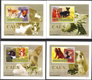 {260} Guinea Bissau 2007 Dogs 4 S/S Deluxe MNH**