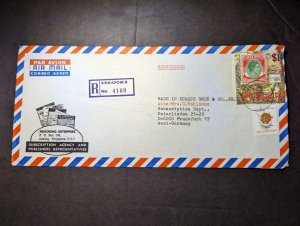 1980 Registered Malaya Airmail Cover Singapore 8 to Frankfurt West Germany