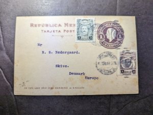 1919 Mexico Postcard Cover Guadalajara to Skive Denmark