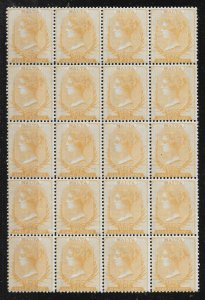 MALTA SG10 1870-8 ½d YELLOW-BUFF p14 WMK CC MNH BLOCK OF 20