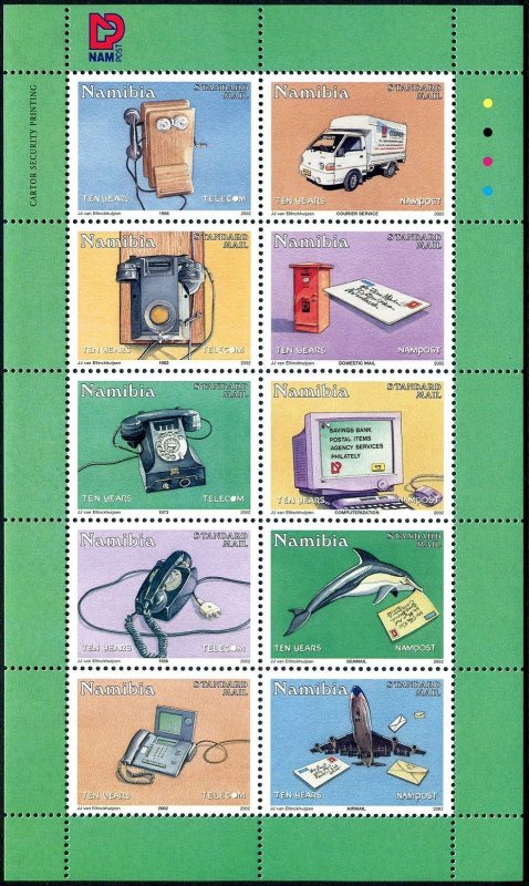Namibia 999 aj, 999k-99l sheets, MNH. Post & Telecommunication, 2002.
