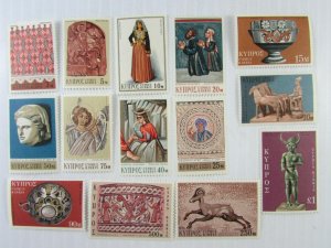 1971 Cyprus Sc #351-64 Set : Costumes Paintings Archaeology MNH stamps Cv$13