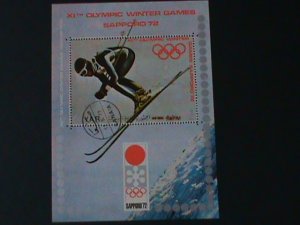 YEMEN-1972 OLYMPIC GAMES-SAPPORO'72 -JAPAN-CTO  S/S VERY FINE-FANCY CANCEL